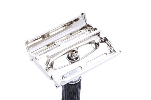1971 R1 Gillette Black Handle Super Speed Safety Razor | Factory Nickel Revamp