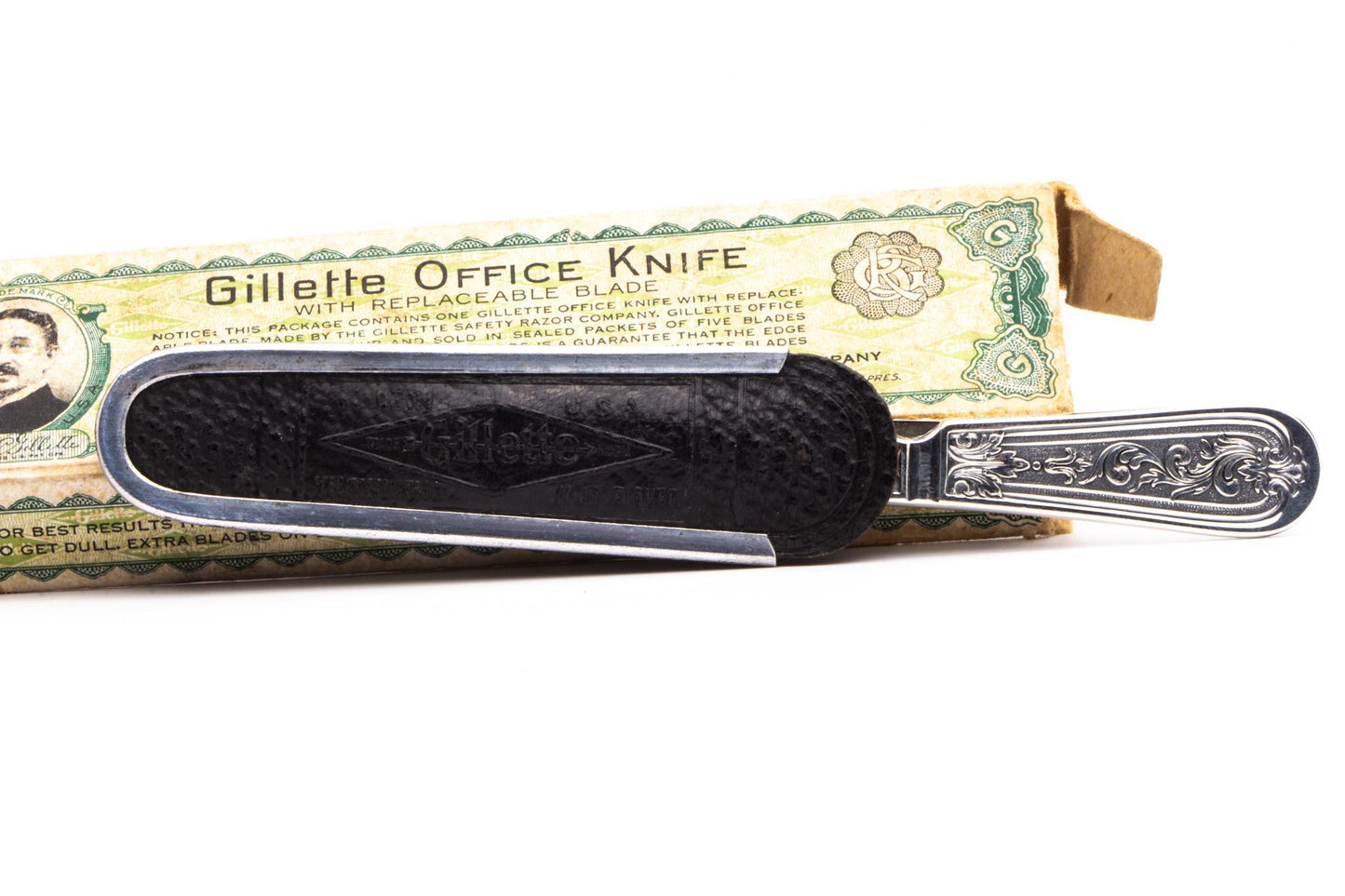 1920's Gillette Safety Razor Co. Office Knife with Leather Sleeve & Original Box