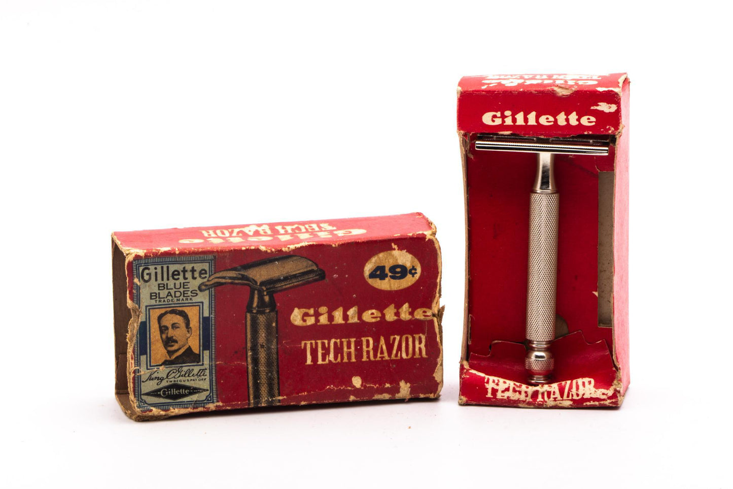 1940's Gillette Ball End Tech DE Razor Set | Original Condition