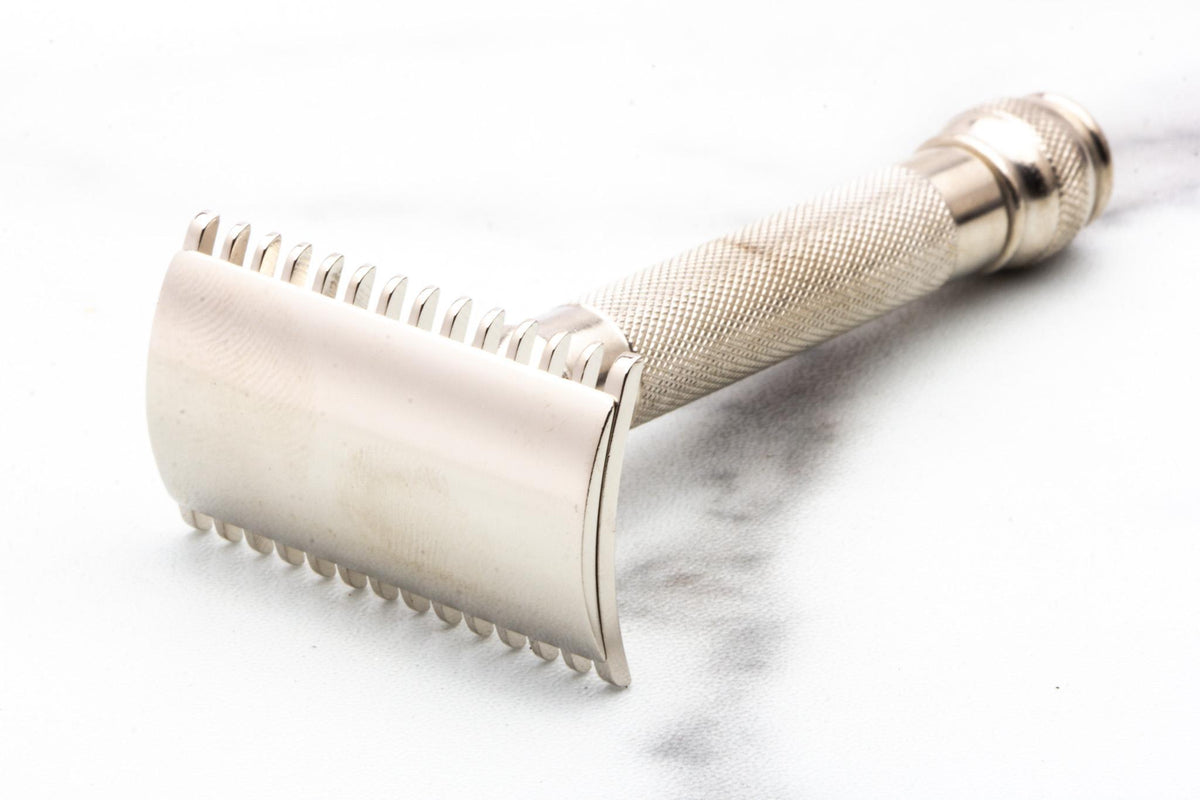 1920's Gillette Ball End Old Type Safety Razor Set With Case & Blades | Factory Nickel Revamp