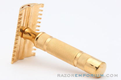 1930's Gillette NEW Short Comb Somerset Travel DE Safety Razor | 24k Gold Revamp