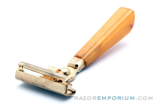1950's Schick Gold Injector Butterscotch Bakelite Handle