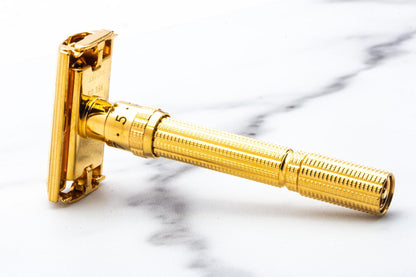 1967 M1 Gillette Slim Aristocrat Adjustable Double Edge Safety Razor | 24K Gold Revamp