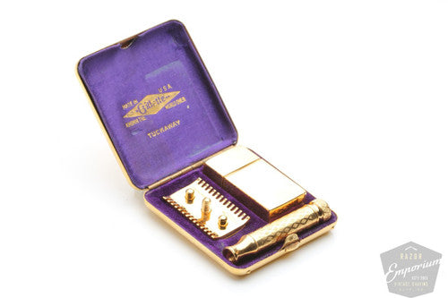 Gillette 1926 New Improved Tuckaway Style Travel Set - 24k Gold Revamp