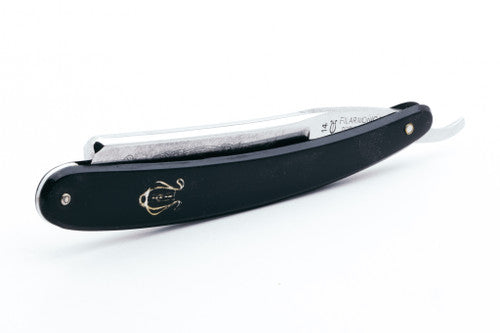 7/8" Filarmonica Doble Temple #14 Straight Razor w/ Coffin and Black/Gold Scales | Spain