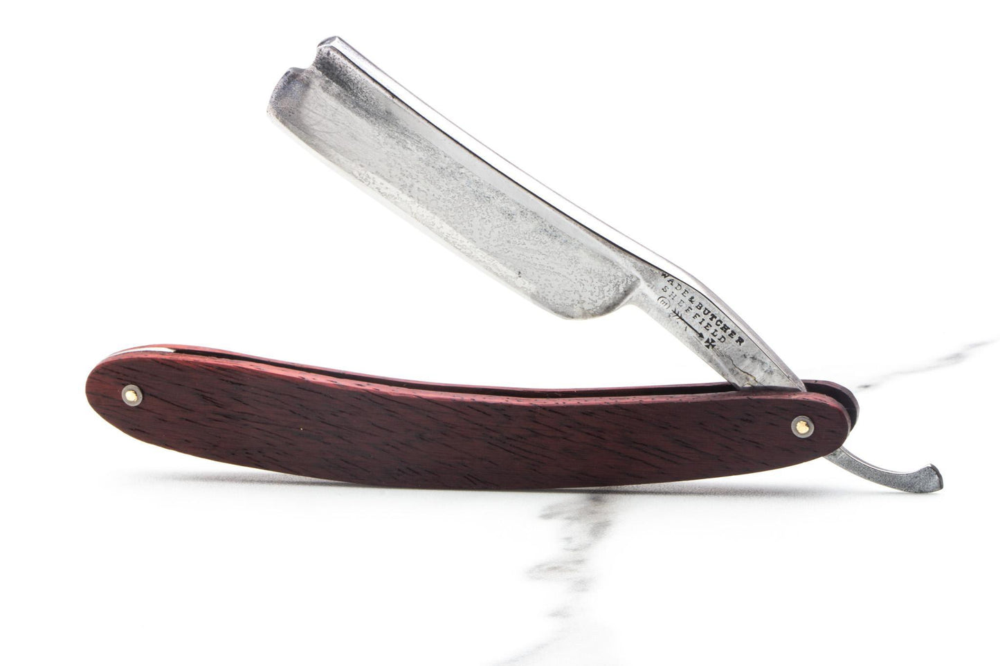 6/8" Vintage Restored Wade & Butcher Straight Razor with Dark Wood Scales