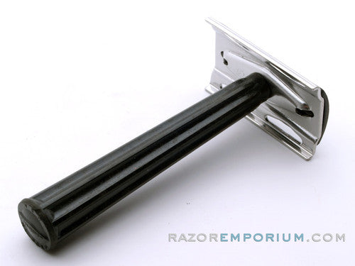 1972 S Gillette Ball End Tech Safety Razor w/ Black Handle & Case