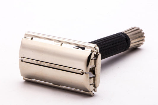 1969 O1 Gillette Black Handle DE Super Speed Safety Razor | Factory Nickel Revamp