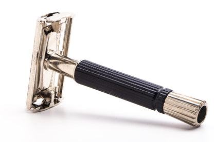 1973 T3 Gillette Black Handle Super Speed DE Safety Razor | Factory Nickel Revamp