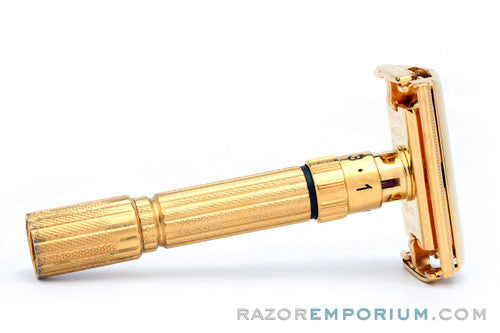 1961 Gillette $1.95 Fatboy Adjustable Safety Razor 24K Gold Revamp