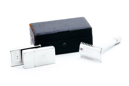 1908 Gillette Single Ring DE Safety Razor With Original Case | Rhodium Revamp