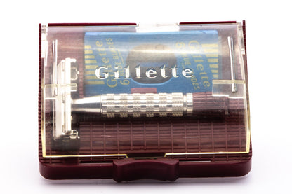 1959 E1 Gillette Heavy Red Tip DE Super Speed Safety Razor Set | Original Condition