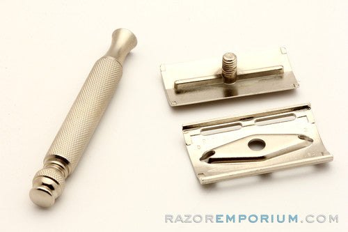 1958 D2 Gillette Ball End Tech DE Safety Razor Factory Nickel