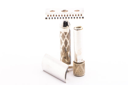1922 Gillette Silver NEW Bostonian DE Safety Razor in Original Metal Case | Original Condition