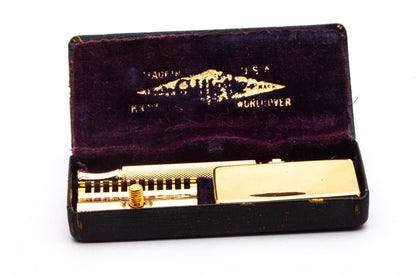 1930's Gillette NEW Long Comb Ball End Double Edge Safety Razor Set  | 24k Gold Revamp