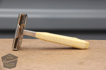 Gem 1940's G-Bar Single Edge Razor w/ Cream Handle - Excellent