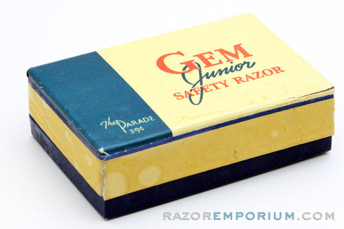 1940's Gem Junior Gold Black Fat Handle Single Edge Safety Razor Set