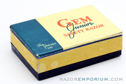 1940's Gem Junior Gold Black Fat Handle Single Edge Safety Razor Set