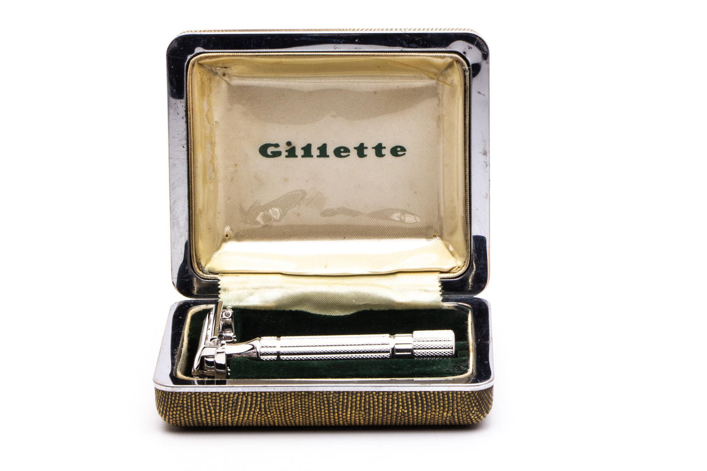 1944-1946 Gillette Aristocrat Double Edge Safety Razor Set | Rhodium Revamp