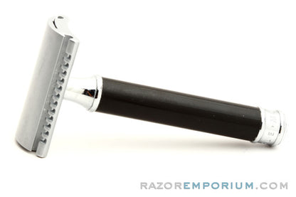 MÃœHLE Closed Comb Chrome Black Handle Double Edge Safety Razor
