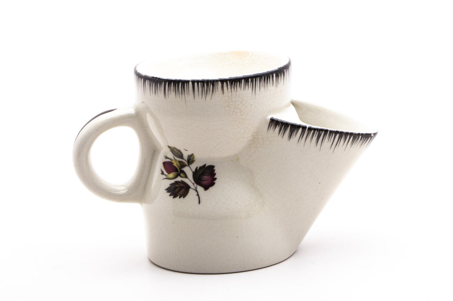 Vintage Ceramic Hand Painted Rose Shaving Scuttle