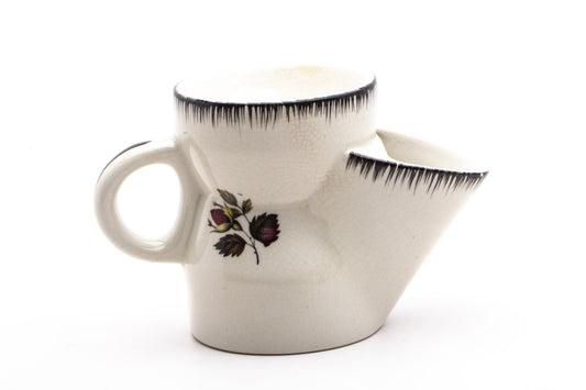 Vintage Ceramic Hand Painted Rose Shaving Scuttle