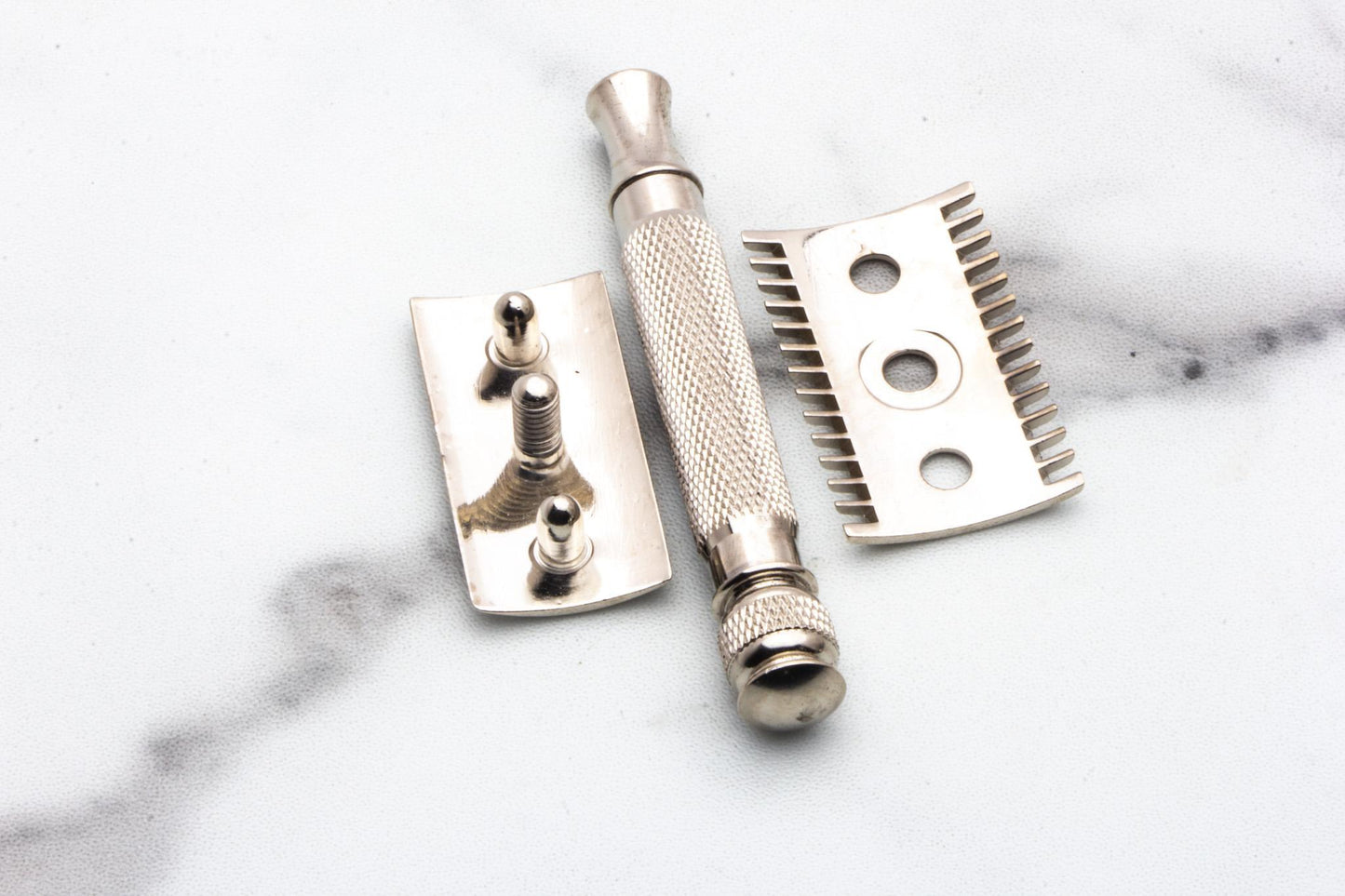 1917 Gillette ABC Pocket Edition Ball End Replica Handle Double Edge Safety Razor | Factory Nickel Revamp