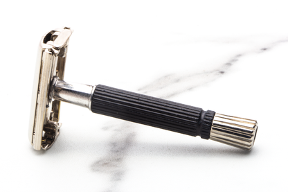 1969 O3 Gillette Black Handle Double Edge Super Speed Safety Razor  |  Factory Nickel Revamp