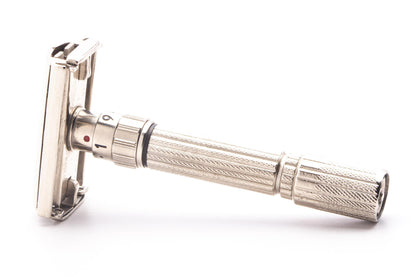 1958 D1 Gillette Red Dot Fatboy Adjustable Double Edge Safety Razor | Factory Nickel Revamp