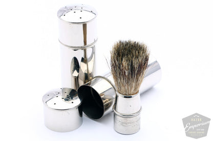 Gillette 1922 Silver New Improved Combination Travel Set | Black Leather Case