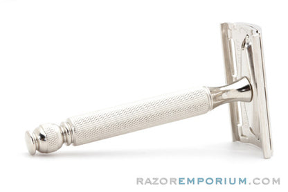 1959 Gillette DE Ball End Tech Safety Razor E2 | Factory Nickel