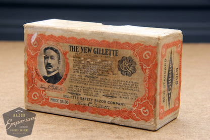 Gillette 1927 Gold New Standard Safety Razor in Original Black Leather Case