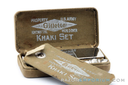 1918 Gillette Ball End Old Type Khaki Service Razor Set Army Issue