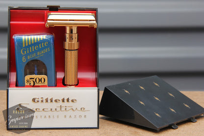 Gillette 1961 Executive Adjustable DE Safety Razor D3 w/ original packaging