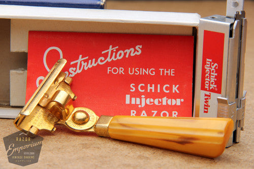 Chic Injector Photo Schick 1950's Gold Injector w/ Yellow Bakelite Handle & Orig. Box ...