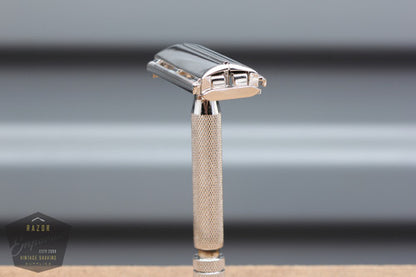 Gillette 1950's British Heavy Duty  Rocket Safety Razor - Made in England * RHODIUM REVAMPED