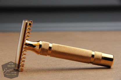 Gillette 1930's Bar Handle Long Comb "NEW" DE Safety Razor * 24K Gold REVAMPED