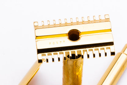 1930's Gillette NEW Deluxe "Cruiser" DE Safety Razor Set 24K Gold Revamp