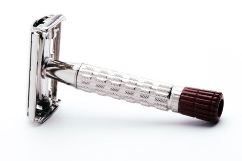 1959 E1 Gillette Red Tip Super Speed Double Edge Razor | Factory Nickel Revamp