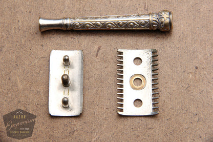 Gillette 1918 Basketweave Pocket Edition - Old Type Spiral (DE) Razor Travel Set