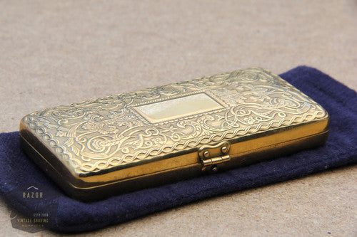 Gillette 1909 Gold Empire Set - Old Type Open Comb DE Razor Set - Mint