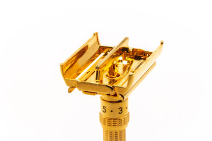 1966 L4 Gillette Slim Aristocrat Adjustable Double Edge Safety Razor | 24K Gold Revamp