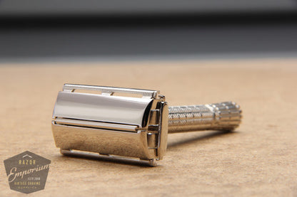 Gillette 1958 Flair Tip Super Speed Safety Razor D4 * Nickel REVAMPED