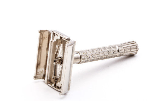 1953 B3 Gillette Regular Flare Tip Super Speed Safety Razor Set With Case and Advertisement