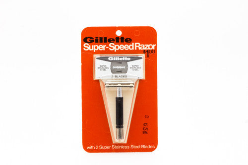 NOS Gillette Black Handle Super Speed Safety Razor