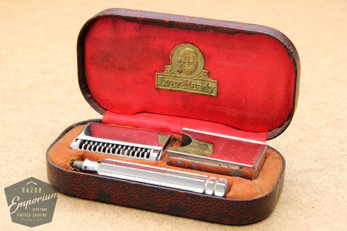 Ever Ready 1912 Style Single Edge Safety Razor in Red Leather Box