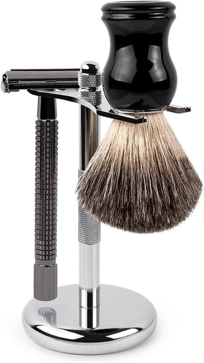 QShave Deluxe Chrome Razor and Brush Stand Holder
