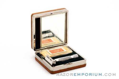 1948 Gillette Executive DE Safety Razor in Ostrich Leather Case