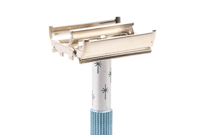 1965 K4  Gillette Blue Star Lady Gillette Double Edge Safety Razor | Factory Nickel Revamp
