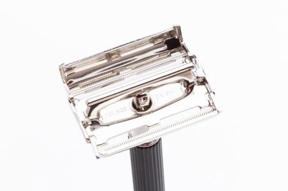 1972 S4 Gillette Black Handle Double Edge Super Speed Safety Razor | Factory Nickel Revamp